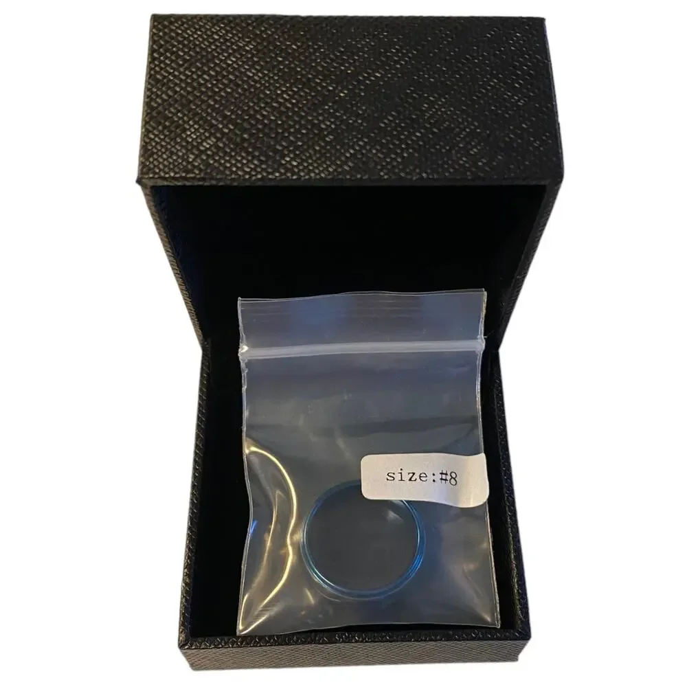 Tusen Tungsten Carbide Men's Silver & Blue Dome Wedding Ring Size 8